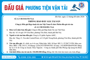 Thông Báo Đấu Giá Tài Sản số: 6.3-3B/2026/ĐG-VAA