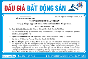 Thông Báo Đấu Giá Tài Sản số: 5.22-9B/2026/ĐG-VAA