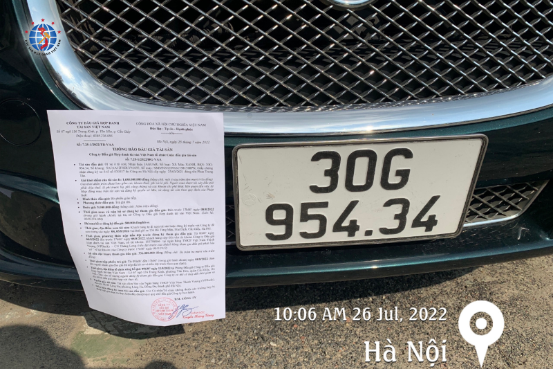 Thông Báo Đấu Giá 01 xe ô tô con Nhãn hiệu JAGUAR